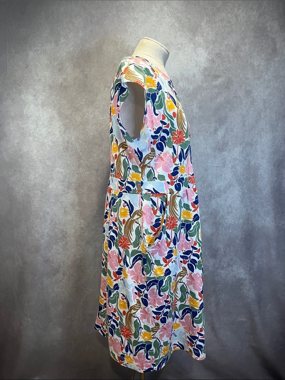 Boden Multicolor Floral Midi Dress - Pink, Blue & Yellow - Picture 4 of 9